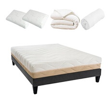 LITERIE - Pack Prêt à dormir LEMAN 180x200 cm - Matelas Mousse hypersoft + Sommier + Accessoires