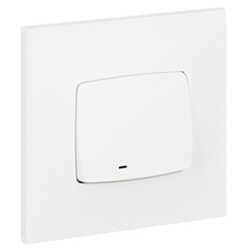 - Bouton poussoir 6A + voyant lumineux complet - Neptune - blanc