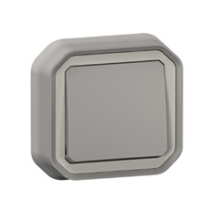 - Interrupteur va-et-vient encastré Plexo 10AX IP55 - Gris