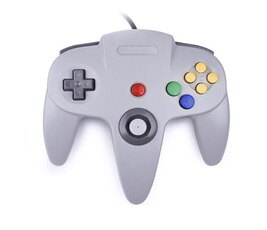 Manette Straße Game Manette Filaire Compatible Nintendo 64 N64 – Joypad 1,80m Gris – Joystick Analogique, Boutons C & Gâchettes – Compatible Rumble Pak –®