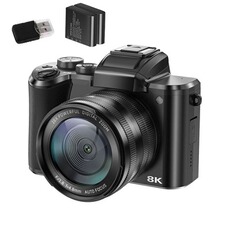 Appareil photo compact szsmart Appareil Photo Numérique DC226 8K 88MP WiFi Vlogging Autofocus Écran 3,2" Flash LED Double Lentille pour YouTube Noir - 2 piles