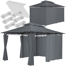 Pavillon de jardin 4 x 3 m Hydrofuge résistant à l'eau gris anthracite