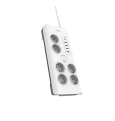 Philips parasurtenseur 6 prises avec 4 USB Type-A + 1 USB Type C 2 m