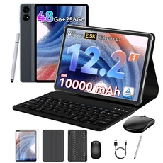 Tablette tactile GENERIQUE Tabwee T60 12 pouces Tablette Tactile avec clavier -Tablette Android 16, 48 Go RAM + 256 Go ROM, 10000 mAh, 1600 x 2400 FHD +, Gemini AI, GPS, Gris