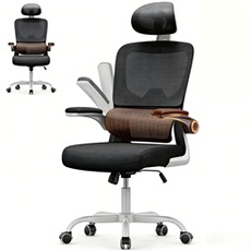 Fauteuil de bureau avec accoudoirs BIGZZIA - à Roulettes - avec appui-tête et support lombaire - Hauteur Réglable, Blanc