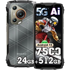 Smartphone Blackview Téléphone Portable Incassable 5G BL7000,24Go+512Go/TF 2To AI Smartphone Incassable, 6.78",7500mAh,50+32MP,NFC,IP68- Noir