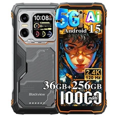 Smartphone Blackview XPLORE X1 Gemini AI 5G Téléphone robuste déverrouillé, Android 15, 36GB+256GB SD 2TB, 6.78" 2.4K 120Hz+2.01", 10000mAh/55W, Orange