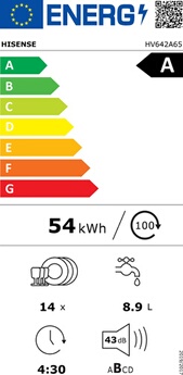 Lave-vaisselle encastrable Hisense HV642A65 Gris