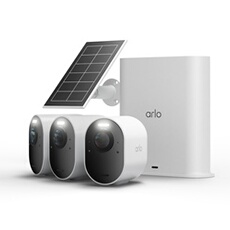 Kit de 3 connectées Ultra 3 extérieure + 1 panneau solaire