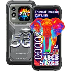 Smartphone Blackview XPLORE 1 Pro 5G Imagerie Thermique Téléphone Portable Incassable 20000mAh 48Go+512Go/2To Android 15 6.78" NFC/AI/Dual SIM - Noir