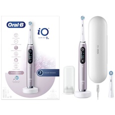 Oral-b io 9 - avec etui de voyage et porte brossette - rose quartz - brosse à dents électrique