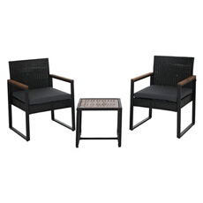 Mobilier de jardin HWC-P74 noir, coussins gris