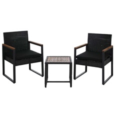 Meubles de jardin HWC-P74 noir, coussins noirs
