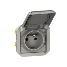 Prise de courant 2P+T PLEXO 16A 250V avec enjoliveur finition gris - - 069551L