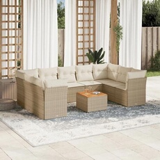VIDAXL - Salon de jardin modulable - Résine tressée - Beige - 10 pièces - 9 personnes