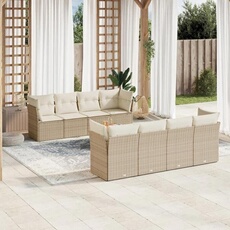 VIDAXL - Salon de jardin modulable - Résine tressée - 9 pièces - 8 personnes - Beige