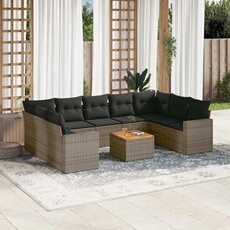 VIDAXL - Salon de jardin modulable - Rotin - Gris - 10 pièces
