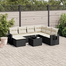 Vidaxl Noir Salon De Jardin Modulable Rotin 8 Pieces 62 X 55 X 69 Cm 7 Personnes