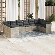 VIDAXL - Salon de jardin modulable - Rotin - Gris - 10 pièces