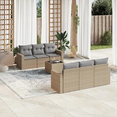 vidaXL - Salon de jardin modulable - Rotin - 7 pièces - 6 personnes - Beige