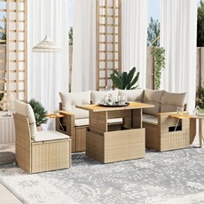 Salon de jardin modulable rotin beige 6 pieces 55 x 62 x 69 cm 5 personnes