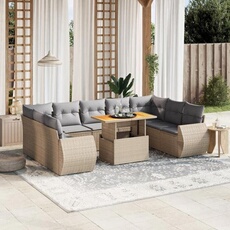 Salon de jardin modulable 9 personnes rotin beige 62 x 62 x 69 cm 10 pieces