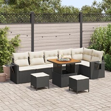 Salon de jardin noir bois massif 9 pieces 80 x 80 cm