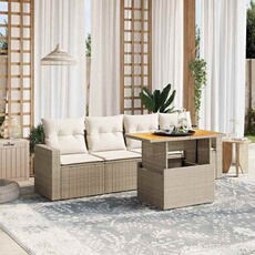 Salon de jardin modulable resine tressee beige 5 pieces 62 x 65.5 x 69 cm 4 personnes