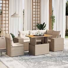 Salon de jardin modulable 6 pieces 5 personnes rotin 62 x 62 x 69 cm beige