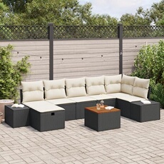 Salon de jardin modulable rotin noir 8 pieces 55 x 55 cm
