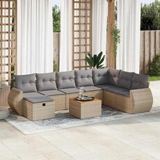Salon de jardin modulable resine tressee beige 8 personnes 62 x 71 x 69 cm 9 pieces