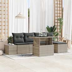 Salon de jardin modulable rotin gris 6 pieces 100 x 55 x 100 cm 5 personnes