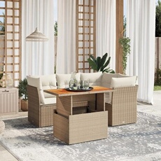 Salon de jardin modulable 5 pieces beige 4 personnes 62 x 62 x 69 cm resine tressee
