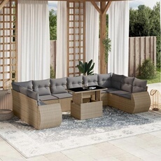 Salon de jardin modulable beige 11 pieces rotin 62 x 62 x 69 cm 10 personnes
