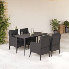 Salon de jardin 5 pieces noir rotin 140 x 70 x 74 cm