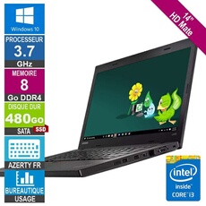 PC Portable Lenovo stockage 480 Go ThinkPad L470 Intel core i3 14 pouces RAM 8 Go