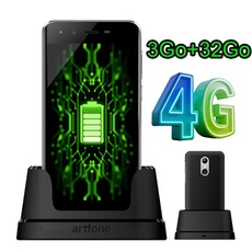 Téléphone portable basique Artfone Smart 500 Smartphone Senior 4G – Écran 5" IPS, Bouton SOS Urgence, 3Go/32Go, Single SIM, Android 11