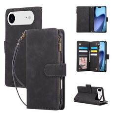 Etui pour iPhone Air en cuir synthétique de qualité supérieure, fermeture magnétique, poche zippée, emplacements pour cartes, compatible avec iPhone