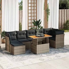 Salon de jardin modulable gris bois massif 2 personnes 100 x 55 x 73 cm 8 pieces