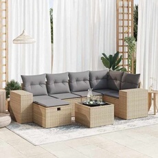 Salon de jardin modulable bois massif beige 6 personnes 62 x 93 x 69 cm 7 pieces