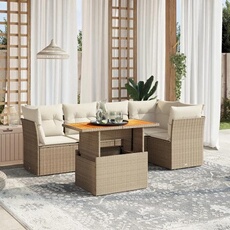 Salon de jardin modulable resine tressee 5 pieces 4 personnes 62 x 62 x 69 cm beige