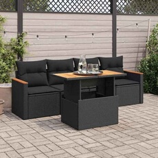 Salon de jardin modulable noir 5 pieces rotin 55 x 62 x 69 cm