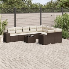vidaXL - Salon de jardin modulable - Rotin - Beige - 12 pièces - 11 personnes