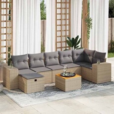 Salon de jardin modulable bois massif 8 pieces 7 personnes 62 x 93 x 69 cm beige