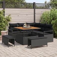 Salon de jardin modulable noir 8 pieces rotin 100 x 100 cm
