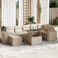 Salon de jardin modulable 8 pieces beige bois massif 100 x 55 x 73 cm 7 personnes