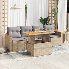Salon de jardin modulable 5 pieces resine tressee beige 55 x 62 x 69 cm