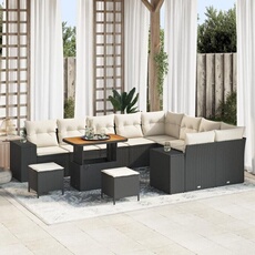 Salon de jardin 12 pieces noir bois massif 90 x 55 x 90 cm