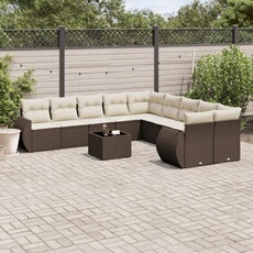 Salon de jardin modulable 10 personnes 11 pieces marron 62 x 71 x 69 cm resine tressee