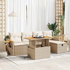 Salon de jardin 6 pieces beige bois massif 62 x 62 x 69 cm 2 personnes